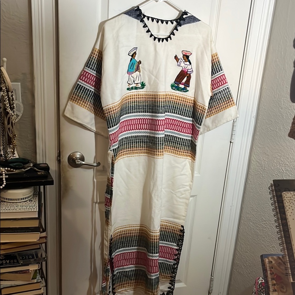 Ethnic Embroidered Maxi Dress - Multicolor